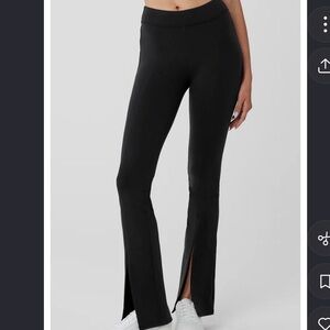 ALO Yoga Black High-Waist Flare Leggings with Front Slits